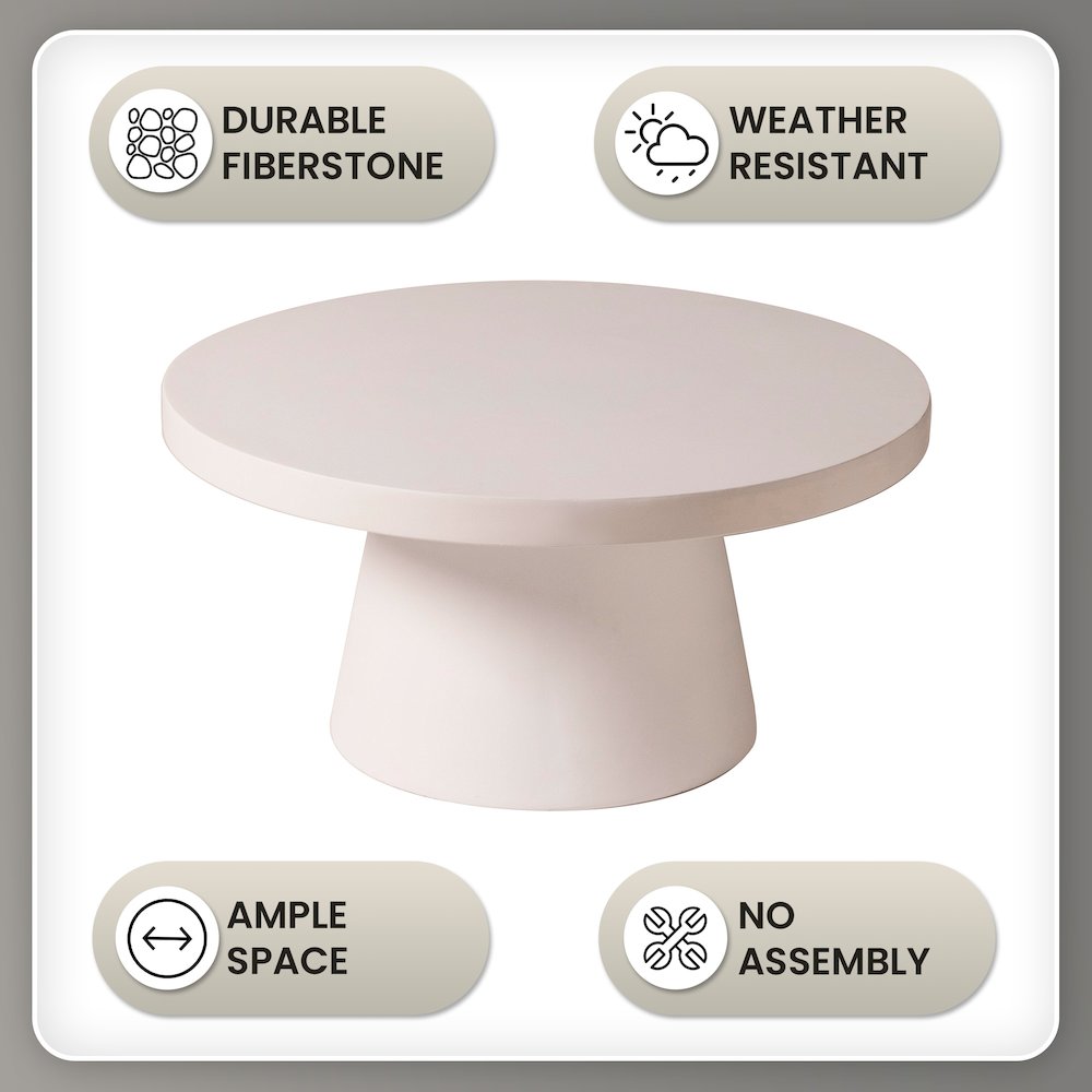 Dune Collection Fiberglass Outdoor Coffee Table In Grey