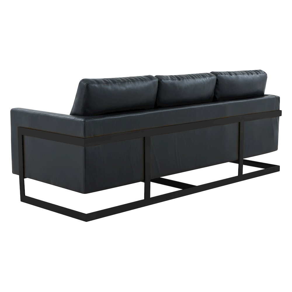 Lincoln Black Leather Sofa With Black Frame