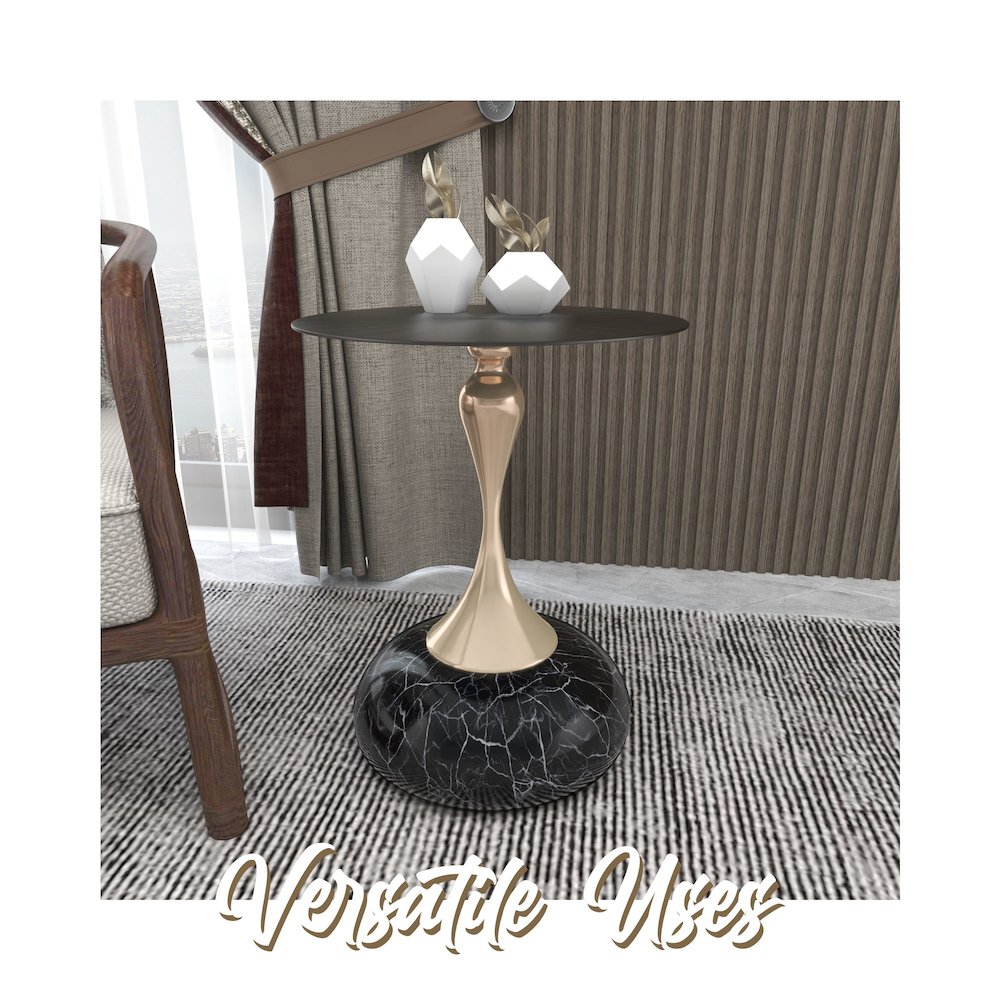 Savoy Collection Modern End Table In Stone Black