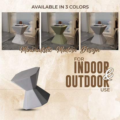 Azure Collection Fiberglass Outdoor Side Table in Grey