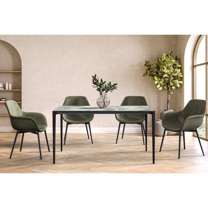 Avo Series Modern Dining Table Black Base, With 55 Light Grey Sintered Stone Top