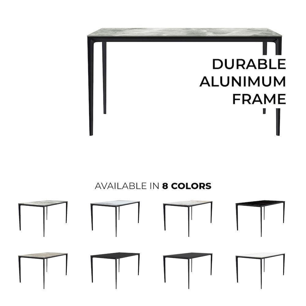 Avo Series Modern Dining Table Black Base, With 55 Light Grey Sintered Stone Top