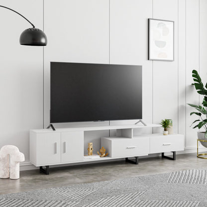 Avery Mid-Century Modern TV Stand with MDF Cabinet and Powder Coated Steel Legs
