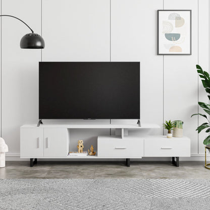 Avery Mid-Century Modern TV Stand with MDF Cabinet and Powder Coated Steel Legs