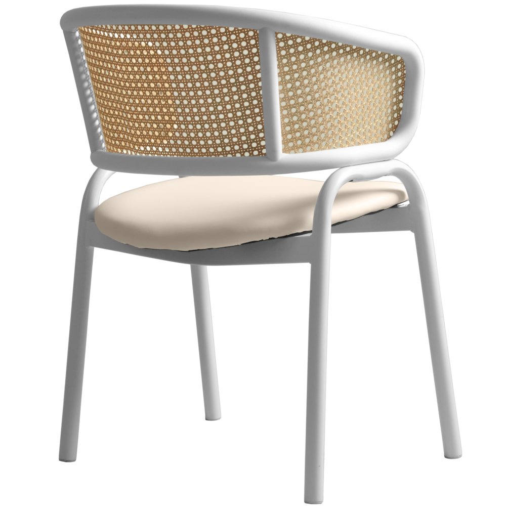 Ervilla - Dining Chair - White frame in White Leather