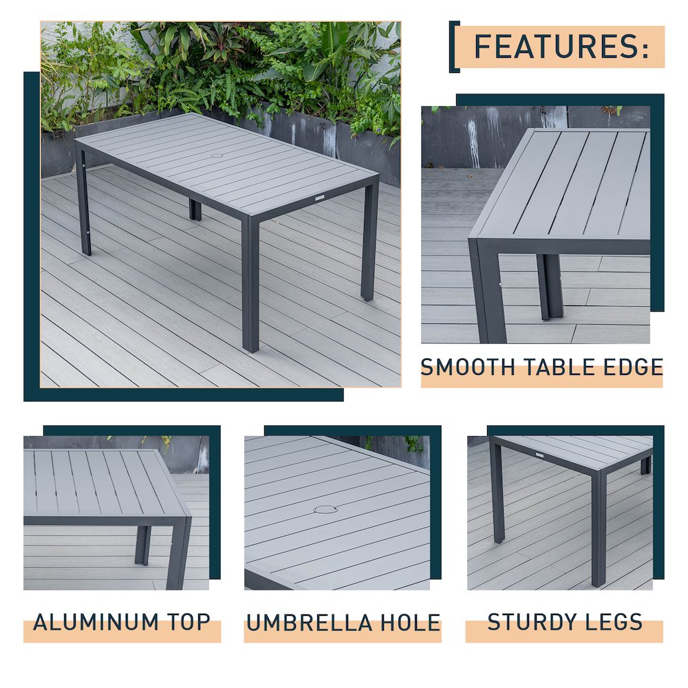 Chelsea Aluminum Outdoor 63" Dining Table in Black