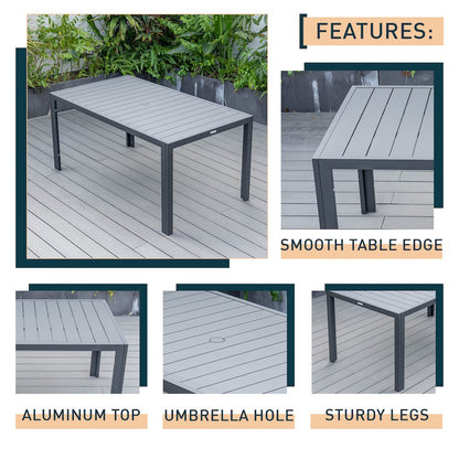 Chelsea Aluminum Outdoor 63" Dining Table in Black