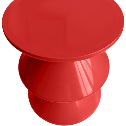 Aura Modern Plastic Side End Table, Indoor/Outdoor Use, Red