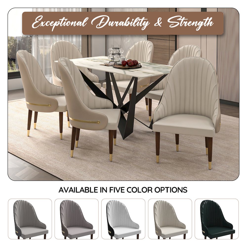 Elara Collection Wooden Dining Chair in Cream