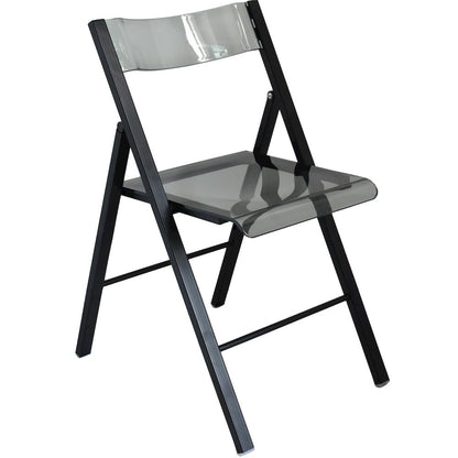 Menno Modern Acrylic Folding Chair Black Frame With Trans Black Seat