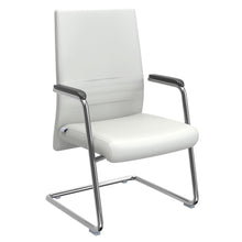 Aleen Series Guest Office Chair In White Leather