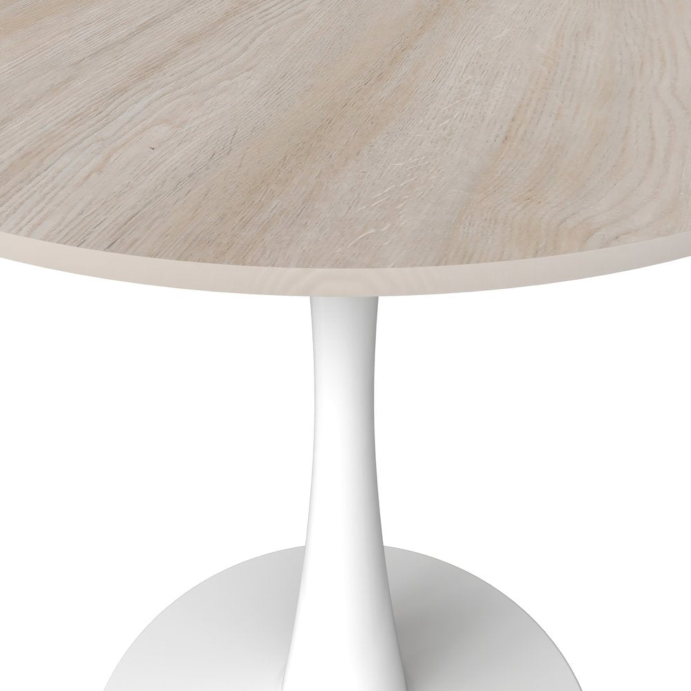 Bristol 24" round dining table White base with marbled MDF top
