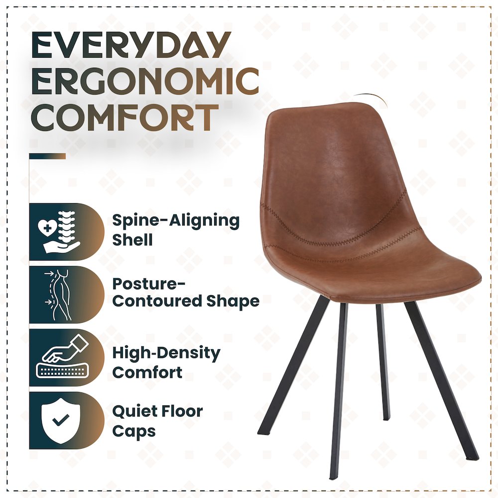 Markley Modern Leather Dining Chair With Metal Legs