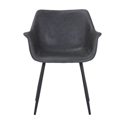 Markley Modern Leather Dining Arm Chair With Metal Legs