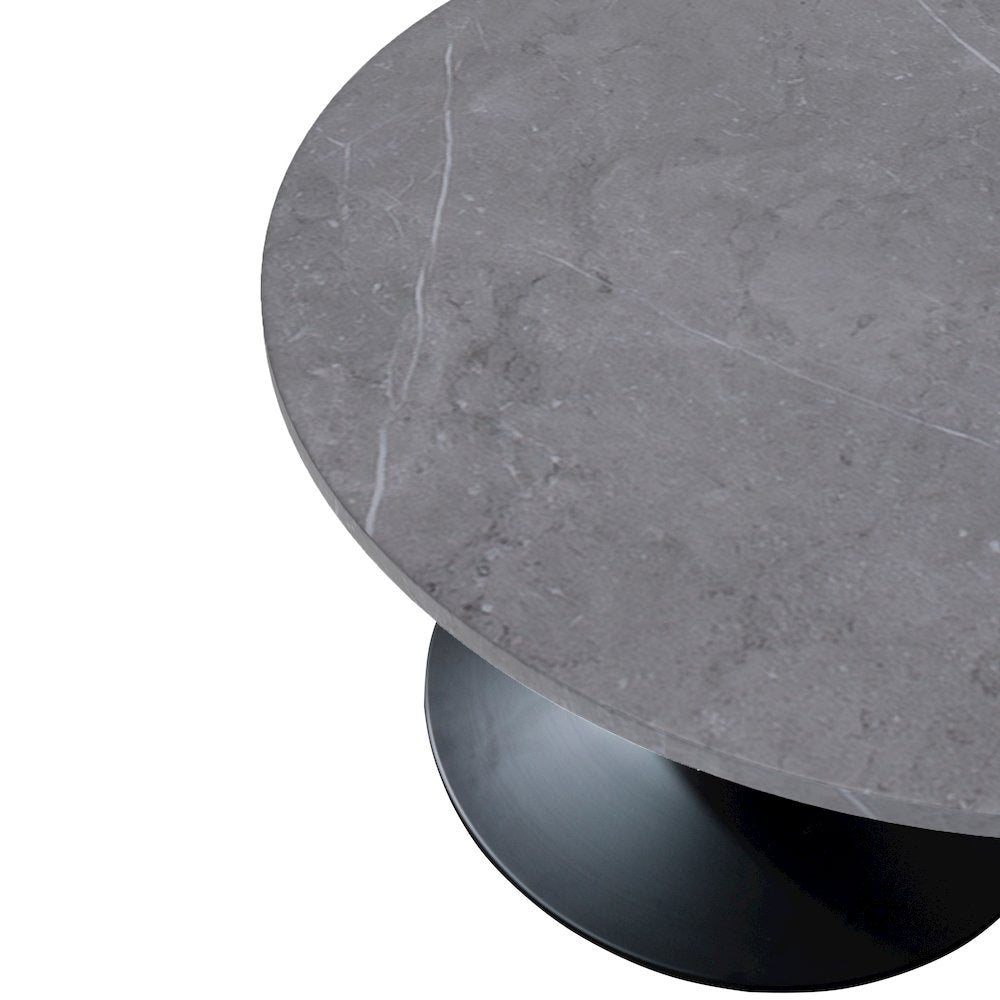 Verve Coffee Table Black base with 27" round Grey Sintered Stone top