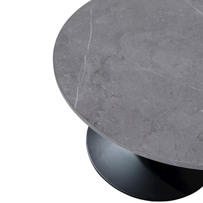 Verve Coffee Table Black base with 27" round Grey Sintered Stone top