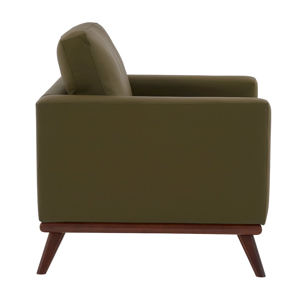 Chester Modern Faux Leather Accent Arm Chair in Green Leather