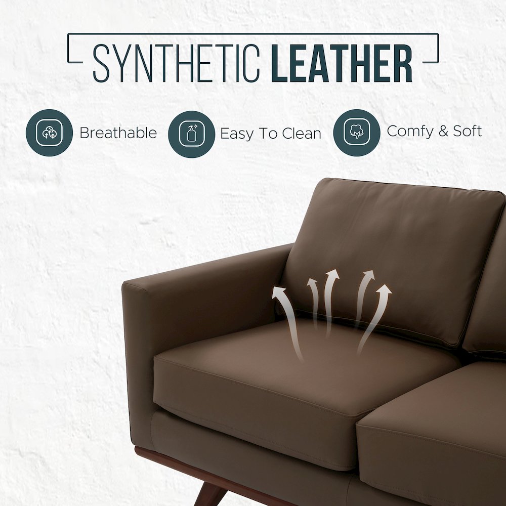Chester Modern Faux Sofa in Taupe Leather