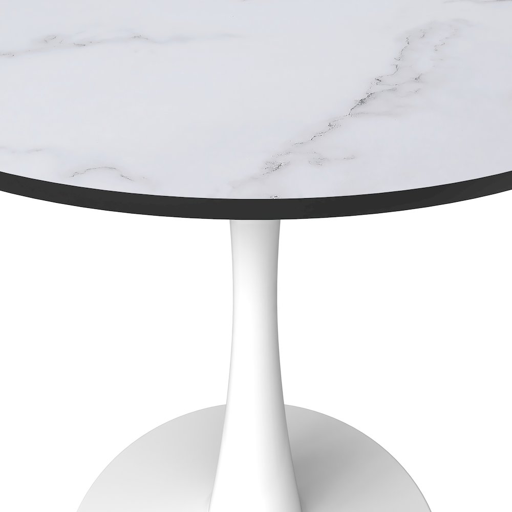Bristol 27" round dining table White base with marbled MDF top