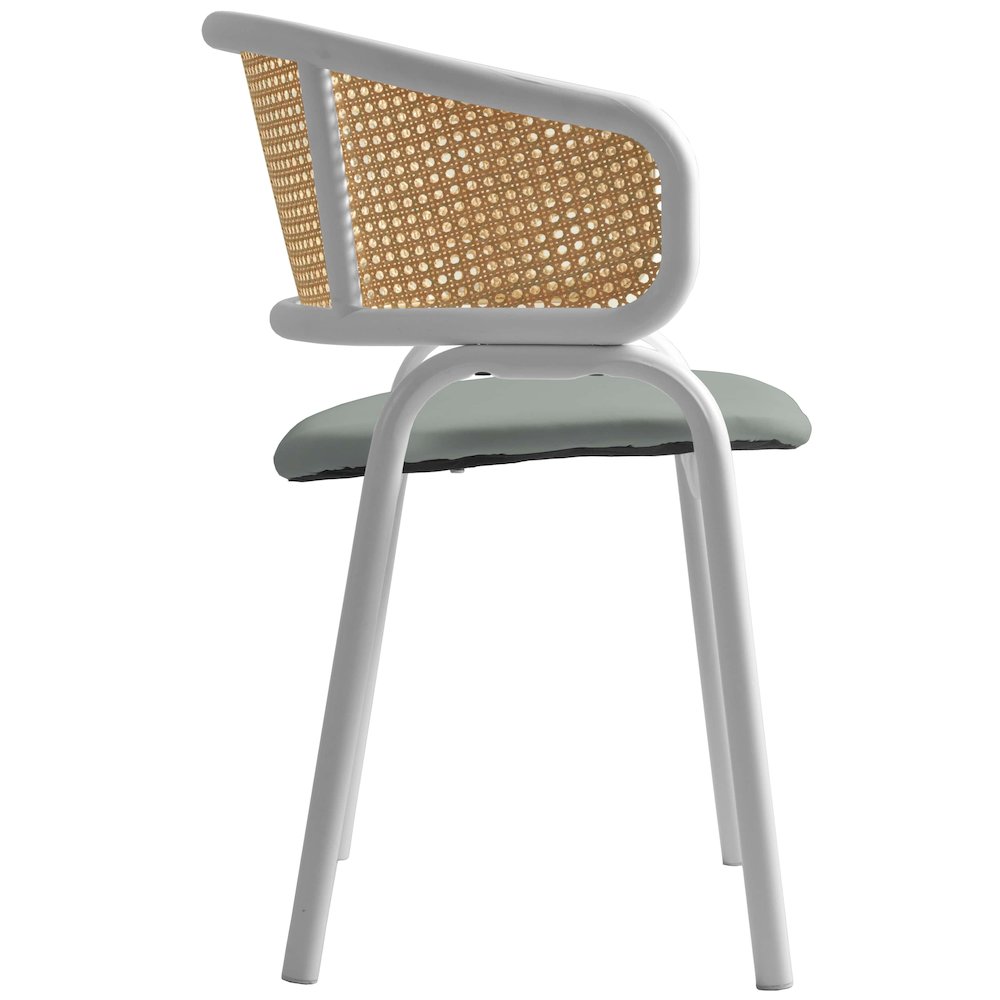 Ervilla - Dining Chair - White frame in Grey Leather Set of 2