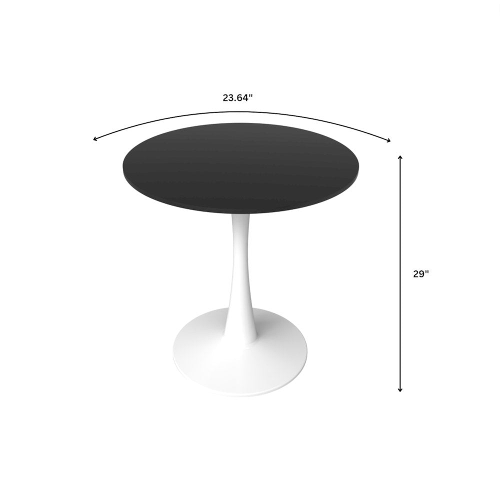 Leisyremod Bristol 24" Round Dining Table White base with Black top