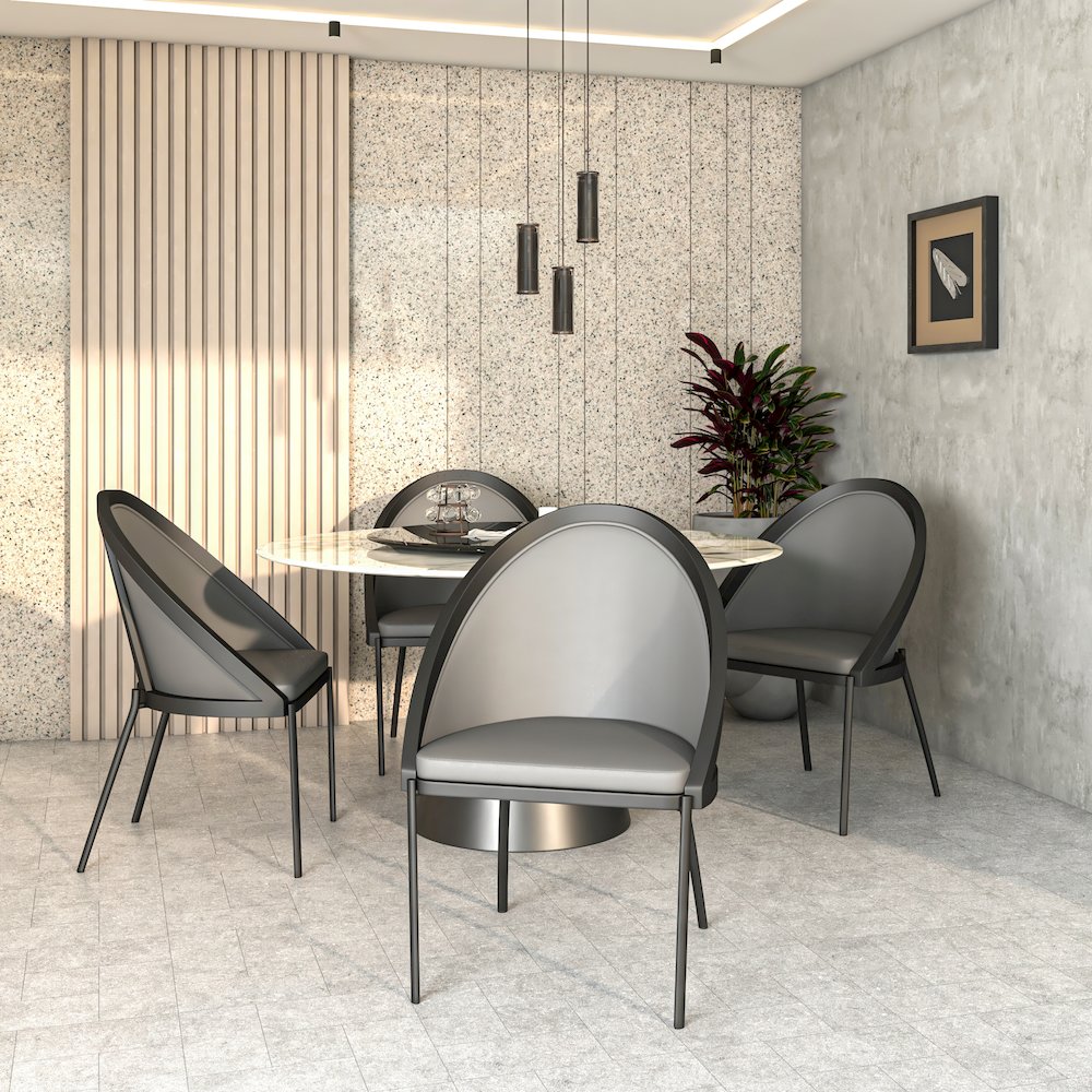 Urbane Collection Modern Dining Chair in Charcoal - Set of 2