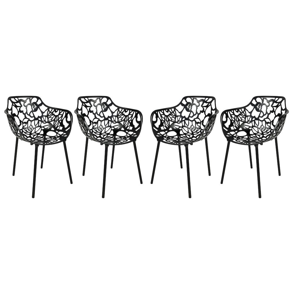 Modern Devon Aluminum Armchair, Set of 4