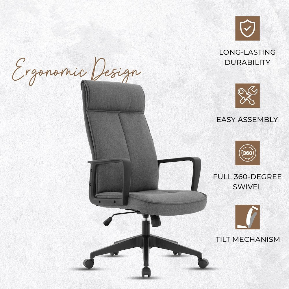 Aiaria Collection Modern Office Chair In Charcoal Fabric