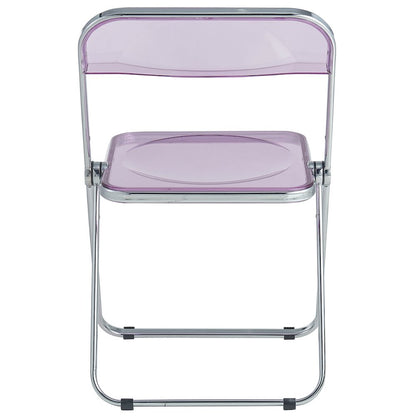Lawrence Acrylic Folding Chair With Metal Frame, Set of 2