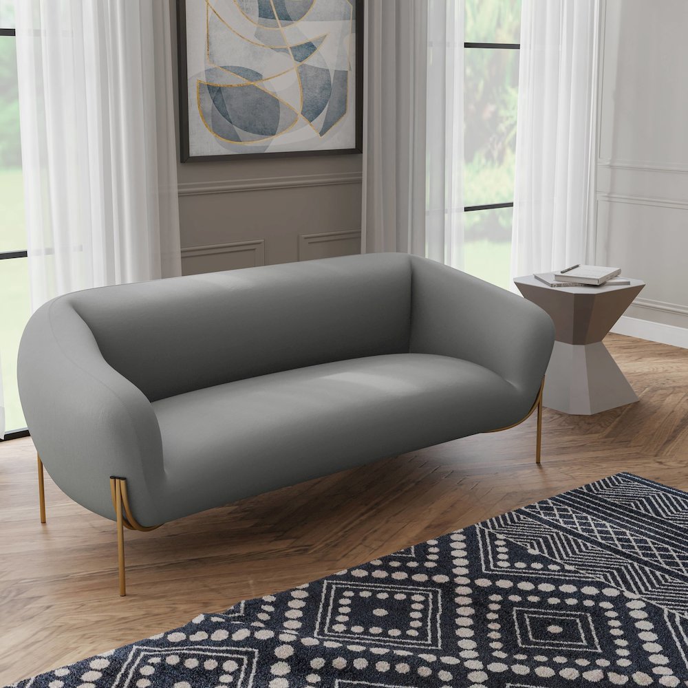 Zuno Three-Seater Sofa Upholstered in Velvet Wide Couch