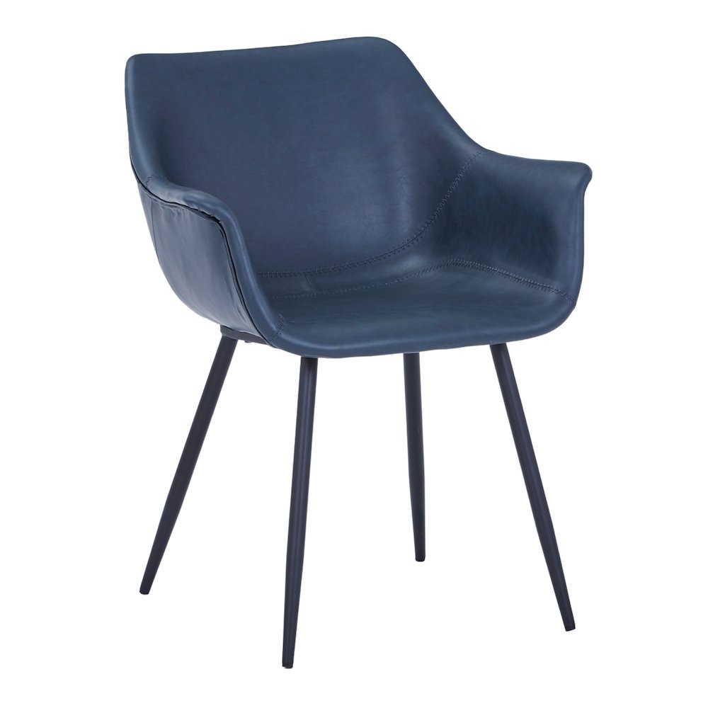 Markley Modern Leather Dining Arm Chair With Metal Legs
