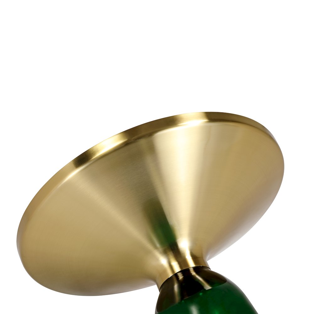 Tully Collection Glass side Table Green glass, Gold Rim with Black Glass top