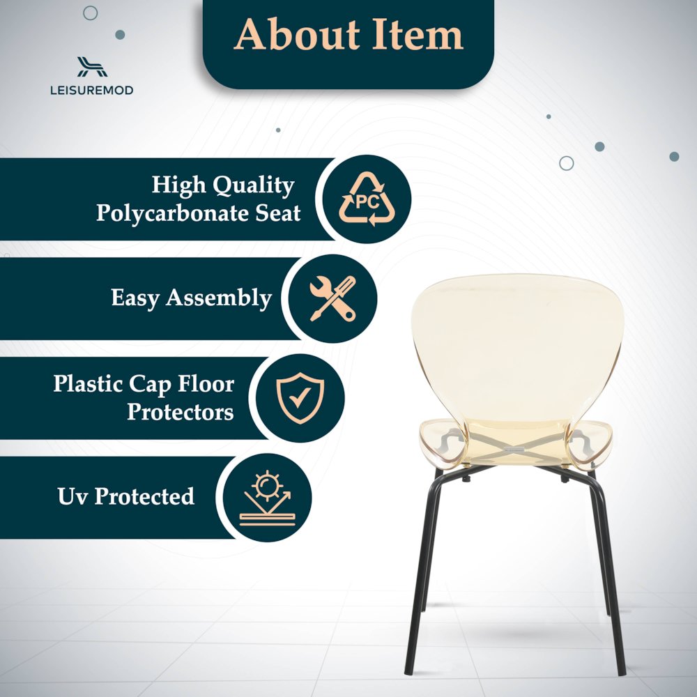 Modern Oyster Transparent Side Chair in Black Base