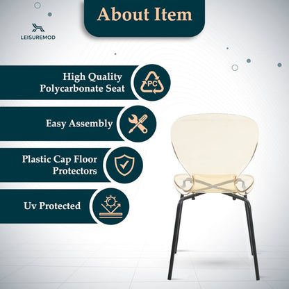 Modern Oyster Transparent Side Chair in Black Base