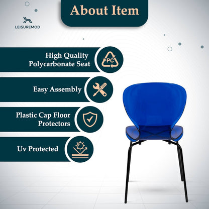 Modern Oyster Transparent Side Chair in Black Base