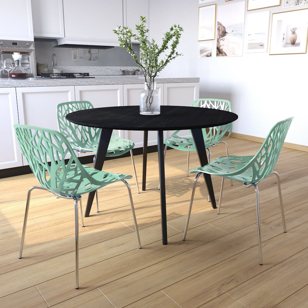 Modern Asbury Dinin Chair With Chromed Legs, Mint