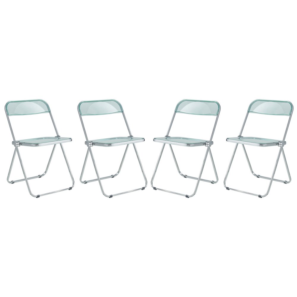Lawrence Acrylic Folding Chair With Metal Frame, Set of 4