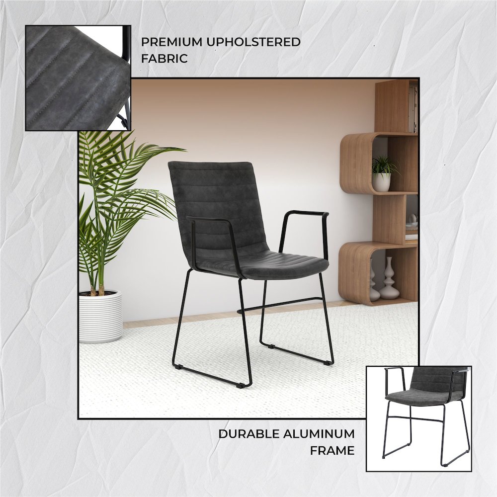Zylar Series Office Guest Arm Chair in Charcoal Leather