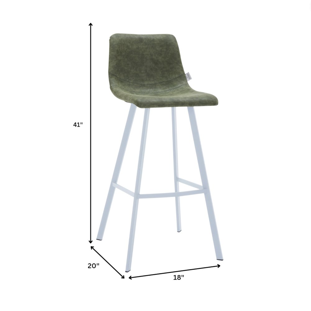 Elland - Counter stool - Olive Green- White Base