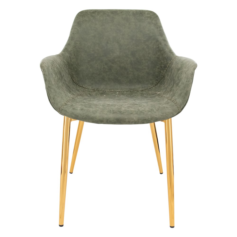 Markley Modern Leather Dining Arm Chair With Gold Metal Legs Set of 4