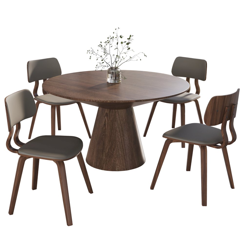 5-Piece Dining Set in Walnut/Light Grey
