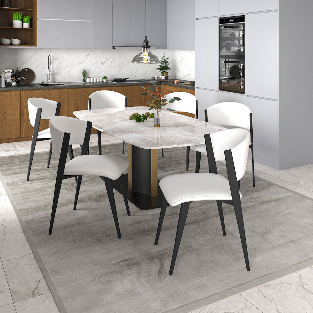 Aspen Collection Modern Dining Chair Black Frame in White