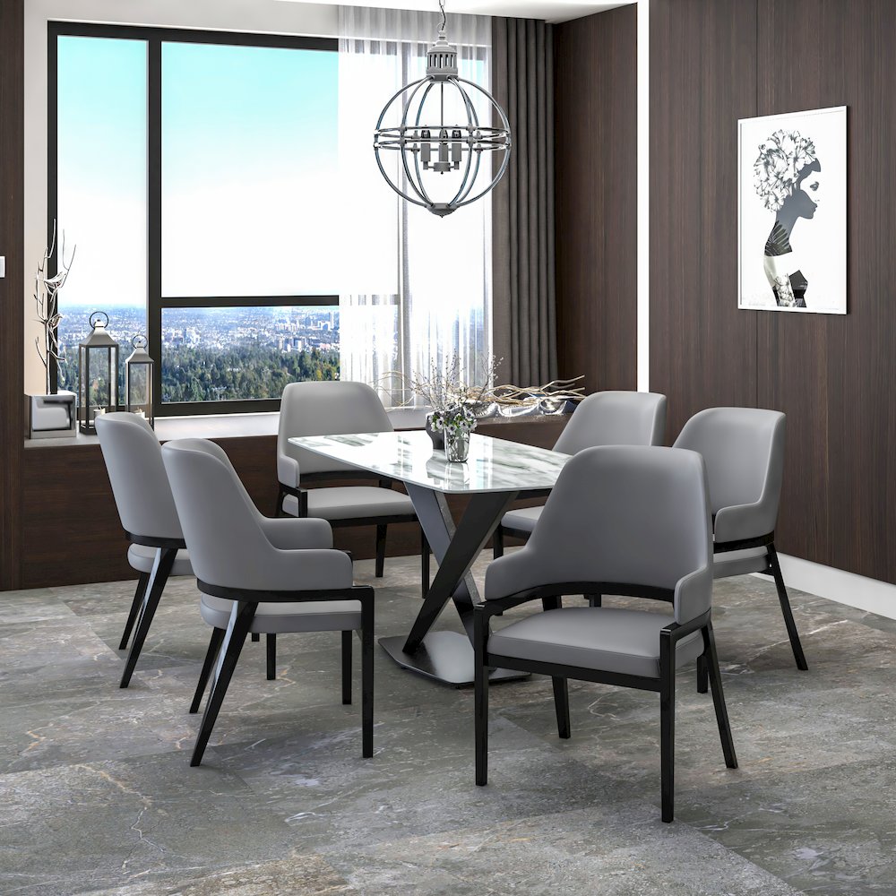 Ethora Collection Modern Wooden Dining Chair in Grey Set of 4