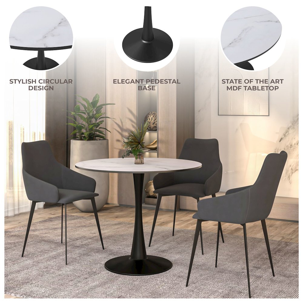 Bristol Mid-Century Modern Round Dining Table