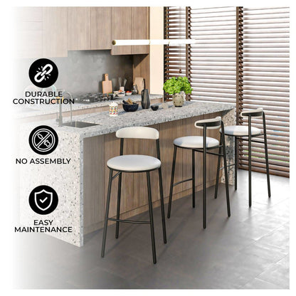 Lume Collection Modern Bar Stool in Grey Set of 2