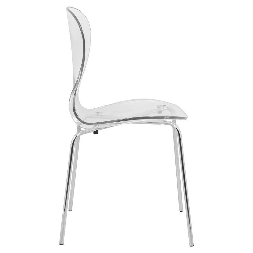 Modern Oyster Transparent Side Chair, Set of 2