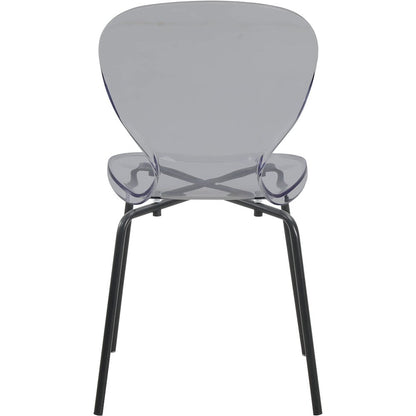 Modern Oyster Transparent Side Chair in Black Base set of 4