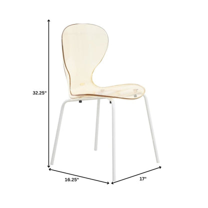 Modern Oyster Transparent Side Chair in White Base Set of 4