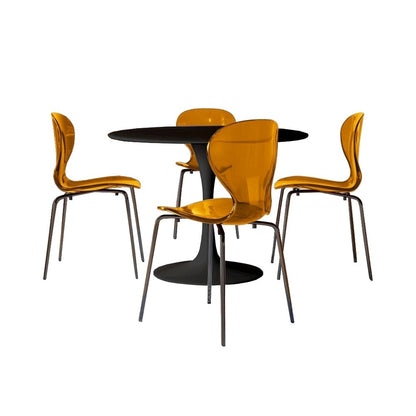 5-Piece Dining Set Round Black MDF Dining Table