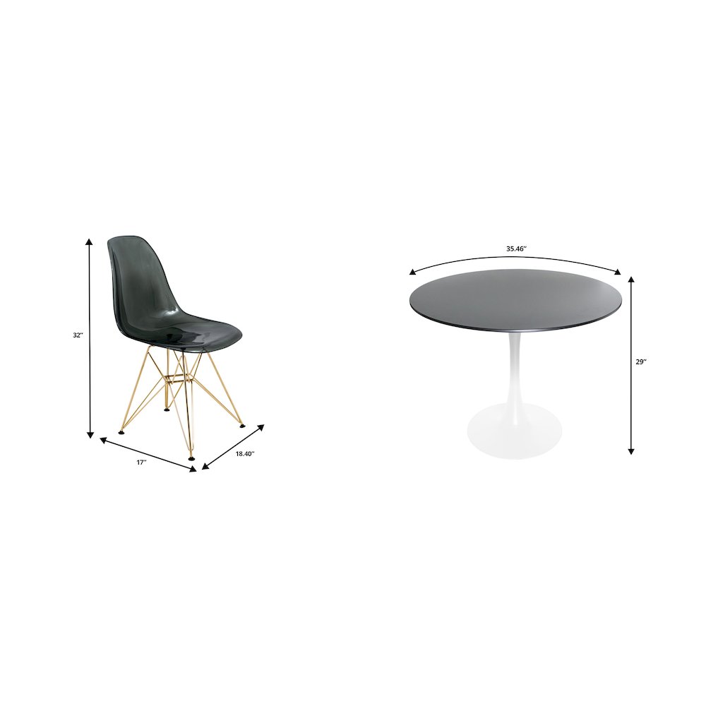 5-Piece Dining Set with 35" Round Dining Table